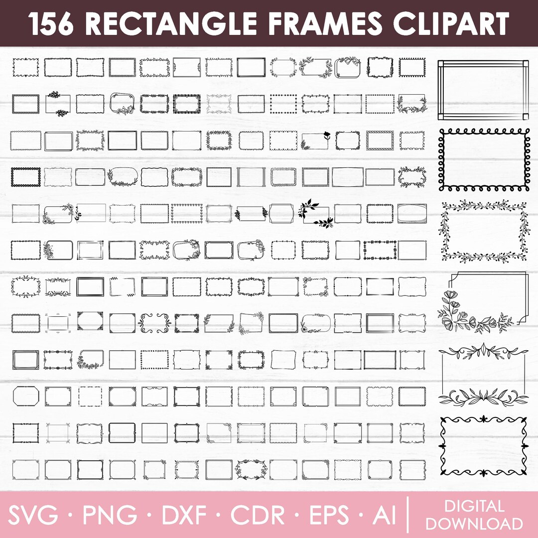Rectangle Frame Svg Bundle, Vintage Frame Svg, Rectangle Svg, Geometric ...