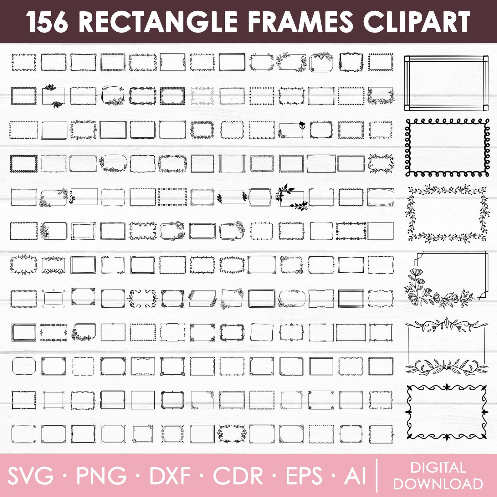 Rectangle Frame Svg Bundle, Vintage Frame Svg, Rectangle Svg, Geometric ...