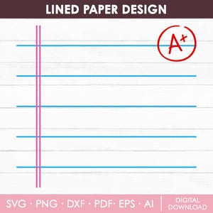 Carta a righe Svg, Carta per quaderni, Nome insegnante personalizzato, Carta per insegnanti a righe, Scuola Svg, Regalo insegnante Svg, Silhouette, Cricut, Png, Dxf