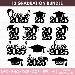 Afstuderen Svg-bundel, afstuderen Cap Svg, Grad 2025, Class of 2025, afstuderen 2025 Svg, afstuderen Topper Svg, gesneden bestanden, Instant Download