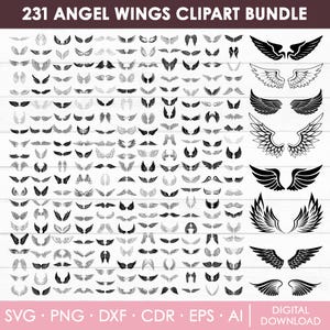 Alas de ángel Svg, Alas de ángel Clipart, Alas de ángel Svg, Alas Svg, Contorno de alas, Silueta de alas, Forma de ala, Archivos de corte, Descarga instantánea
