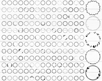 Cirkelframe Svg-bundel, dubbele cirkelframe Svg, cirkel Svg, ronde frame Svg, cirkelframe Clipart, doodle cirkel Svg, Instant Download