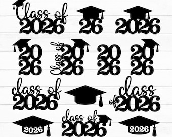 Graduation Svg Bundle, Graduation Cap Svg, Grad 2026, Class of 2026, Graduation 2026 Svg, Graduation Topper Svg, Cut Files, Instant Download
