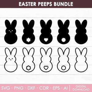 Pâques Peeps Svg, Svg lapin de Pâques, lapin Svg, guimauve peep shirt, bonbons de Pâques Peeps, Clipart Pâques, contour, Cricut, téléchargement immédiat