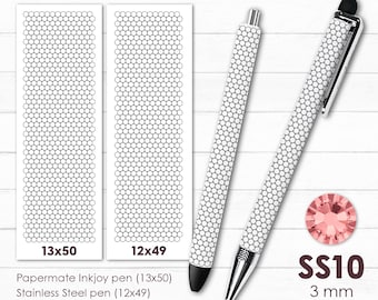 Rhinestone Pen Pattern, Bundle, Rhinestone Pen Blank Templates, SS10, Pen Template, Rhinestone Pattern, Honeycomb Pattern, Instant Download
