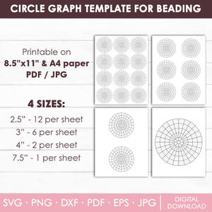 Circle Graph Template, Bead Graph Paper, Beading Pattern, Polar Graph Paper, Printable, pdf, svg, dxf, Cricut, Silhouette, Instant Download