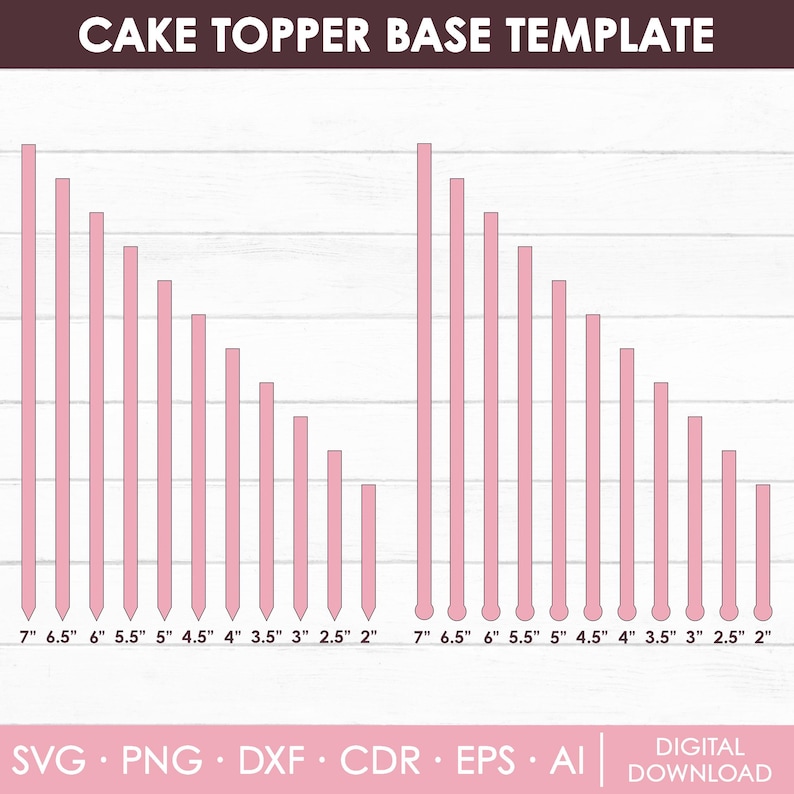 Cake Topper Base Template, Stir Stick Base Template, Food Pick Base ...
