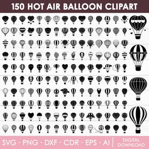 Heißluftballon Bundle, Heißluftballon Clipart, Heißluftballon Silhouette, fliegender Heißluftballon, Cut File, Instant Download