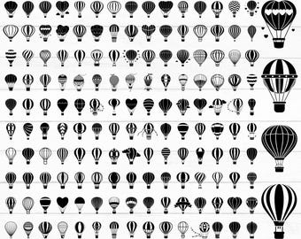 Heißluftballon Bundle, Heißluftballon Clipart, Heißluftballon Silhouette, fliegender Heißluftballon, Cut File, Instant Download