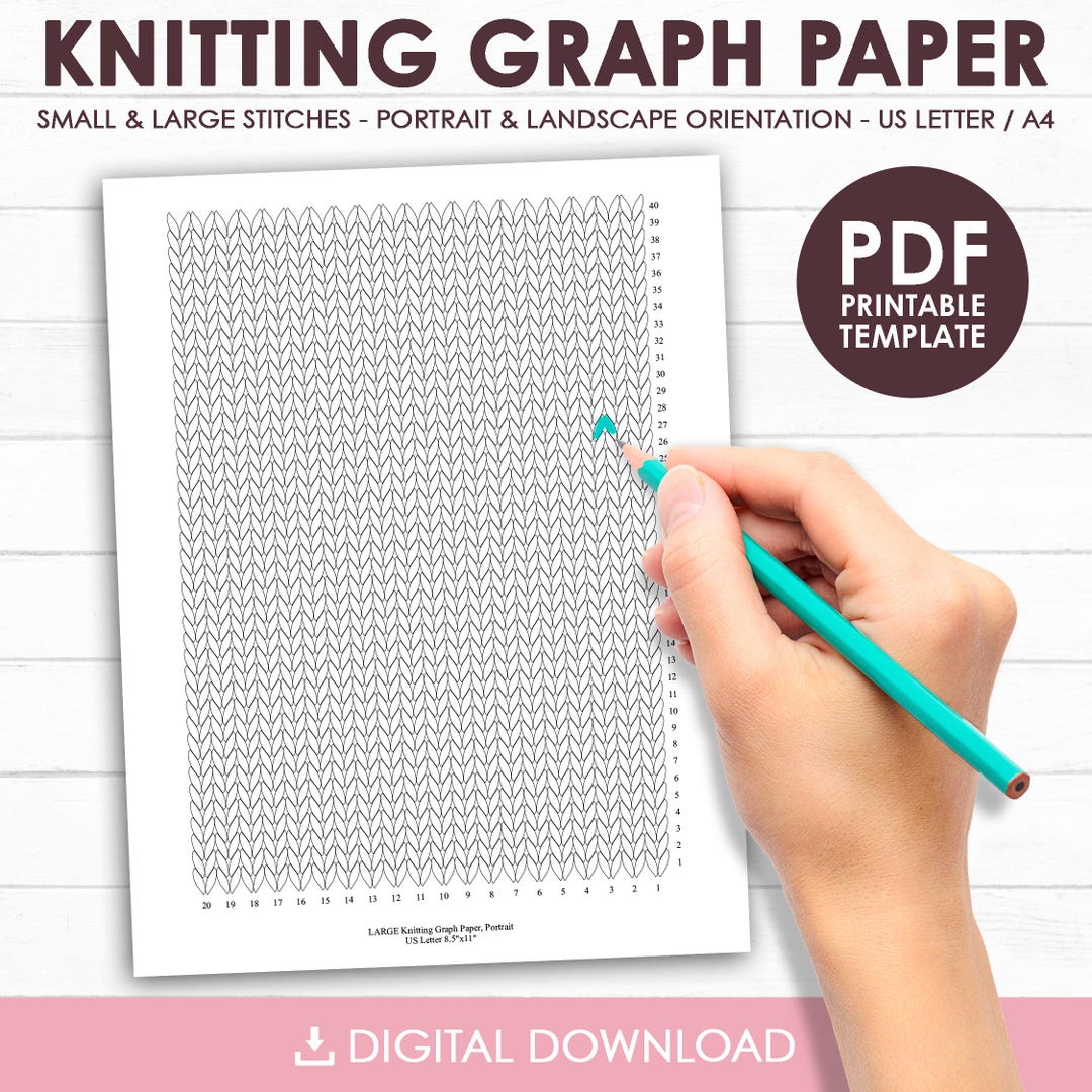 Knit Stitch Graph Paper, Knitting Graph Paper, US Letter, A4, Small ...