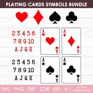 Playing Cards Svg, Playing Cards Symbols Svg, Aces Svg, Card Suits Svg, Poker Cards Svg, Royal Flush, Cards Clipart, DIY, Instant Download