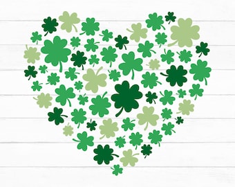 Shamrock Heart Svg, Shamrock Svg,  Clover Leaf Svg, Trefoil Svg, Saint Patricks Day Svg, Irish Svg, Clover Svg, Lucky Svg, Instant Download