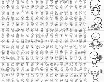 Stick Figures SVG Bundle, Stick People Svg, Stick Family Svg, Stick Kids Svg, Stick Figure Clipart, Stick, Outline, Vector, Instant Download