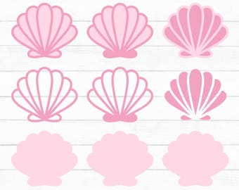 Zeeschelp Svg, omtrek van de schelp, massieve schelp, gelaagde schelp Svg, schelp Svg, schelp silhouet, schelp Vector, Instant Download