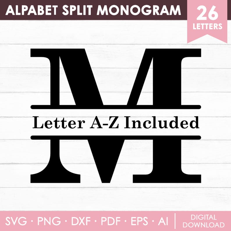 Momogram Split Letters R Alphabet Split Monogram Svg Bundle, Split Monogram Letters Svg, Family ...