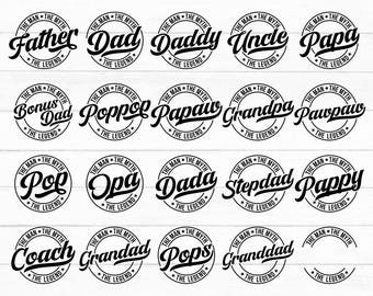 Pacote de SVG de Dia dos Pais, SVG de Pai, Melhor Pai, SVG de O Homem, O Mito, A Lenda, SVG de Papai, Feliz Dia dos Pais, SVG de Vovô, Download Instantâneo