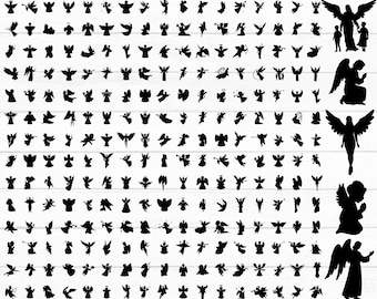 Angel Svg-bundel, kerstengelen Svg, biddende engel Svg, Angel Clipart, Angel Silhouette, Angel Vector, gesneden bestanden, png, Instant Download