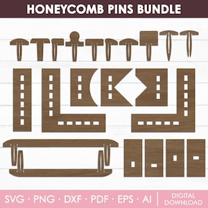 Honeycomb Pins Bundle, Honeycomb Pins svg, Crumb Tray Pin, Laser Cut Pins, Laser Cut Svg Files, Multiple Sized, DIY, Cricut, dxf, Silhouette