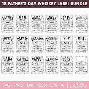 Vatertags-Svg-Bundle, Papa dafür, bester Vater, Whisky-Etikett, der Mann der Mythos die Legende svg, Daddy svg, glücklicher Vatertag, Instant Download