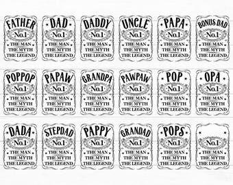 Father&#39;s Day Svg Bundle, Dad Svg, Best Dad, Whiskey Label, The Man The Myth The Legend Svg, Daddy Svg, Happy Father&#39;s Day, Instant Download