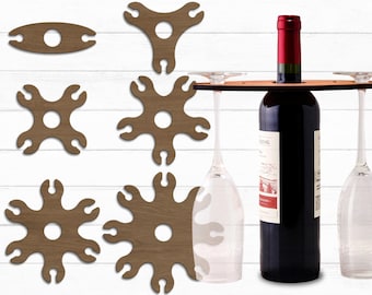 Wine Caddy Svg Bundle, Wine Glass Holder Svg, Wine Holder Svg, Wine Butler Svg, Wine Serving Tray Board, Laser Cut Files, Instant Download