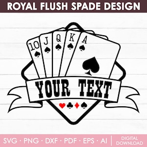 Royal Flush Spade Svg, Royal Flush Svg, Poker Cards Svg, Royal Flush Split Name, Royal Flush Custom Name Cards Svg, Png, Instant Download