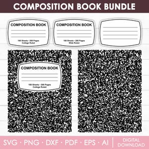 Composition Book Svg, Composition Book Cover, Notebook Template, Composition Book Pattern, Notebook Label Template, Teacher Gift Svg, Cricut