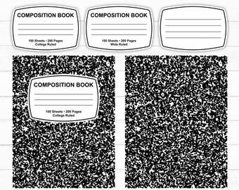 Composition Book Svg, Composition Book Cover, Notebook Template, Composition Book Pattern, Notebook Label Template, Teacher Gift Svg, Cricut