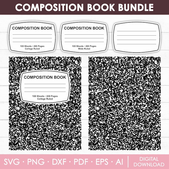Composition Book Svg, Composition Book Cover, Notebook Template, Composition Book Pattern, Notebook Label Template, Teacher Gift Svg, Cricut