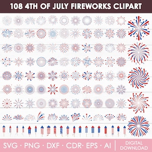 Bundle Svg de feu d'artifice du 4 juillet, Svg du 4 juillet, jour de l'indépendance, feux d'artifice des Etats-Unis, Svg de pétard, Clipart de feux d'artifice, téléchargement immédiat