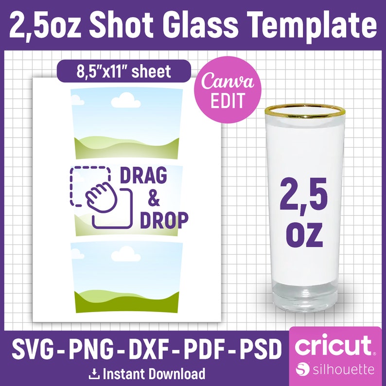 Shot Glass Template Bundle, Shot Glass Wrapper, Shot Glass Svg, Shot