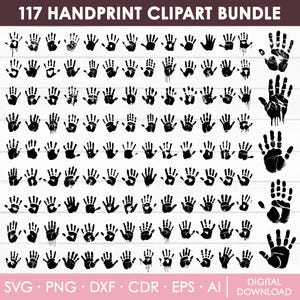 Handprint Svg Bundle, Hand Print Svg, HandPrint Clipart, Handprint Silhouette, Handprint Vector, Child Handprint, Cut File, Instant Download