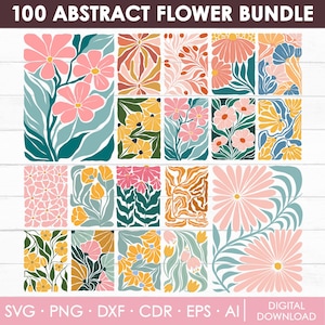 Abstract Flower Svg Bundle, Danish Flower Svg, Retro Flower Svg, Boho Flower Svg, Boho Floral Svg, Groovy Flower Svg, Png, Digital Download