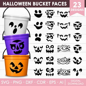 Halloween-hinkansikten Svg-paket, Halloween-hinkar, bus-or-godis-hinkar, Halloween-ansikte Svg, Halloween-hinkansikte, DIY, direktnedladdning