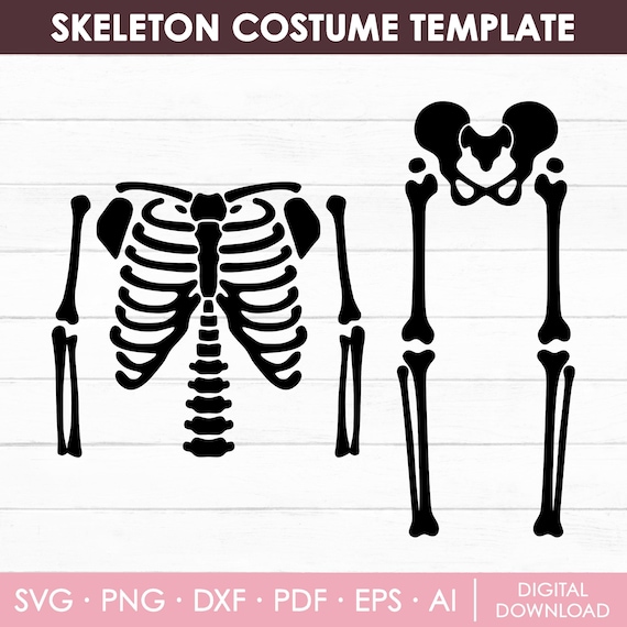 Skeleton Costume Svg, Skeleton Svg, Halloween Svg, Skeleton Bones Svg, Halloween Shirt Svg, Skeleton Silhouette, Cut Files, Instant Download