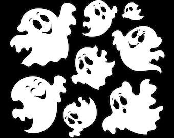 Cute Ghost Svg Bundle, Ghost Clipart, Halloween Svg, Ghost Outline, Ghost Silhouette, Ghost Vector, Boo Svg, Spooky Svg, Instant Download
