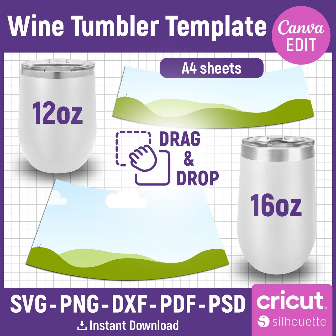 ProSub 12oz Wine Tumbler Stemless Sublimation Blanks White - 12 Pack