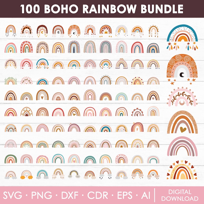 Boho Rainbow Svg - Etsy