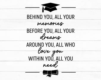 Behind You All Your Memories Svg, Graduation Quote, Graduation Svg, Graduation Party Decor, Graduation Sign, Printable, Instant Download