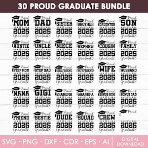 Ensemble Svg fier diplômé 2025, Svg de l'obtention du diplôme, Svg senior fier, Svg famille senior, Svg diplômé, Photo de l'obtention du diplôme 2025, téléchargement immédiat
