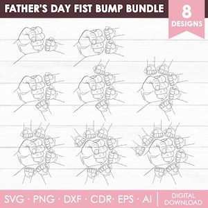 Vaderdag vuist hobbelset, Vaderdag ontwerp, baby peuter jongen vader vuist hobbel SVG, aangepaste naam, familie SVG, gesneden bestand, Instant Download