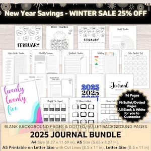 2025 Planner Bullet Journal Bundle – Printable Planner A5 Planner Inserts & A4 Size - 2025 Calendar and Habit Tracker I Gratitude Journal