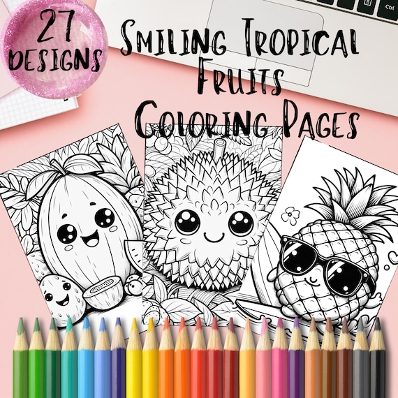 Tropical Fruit Coloring Pages: 27 Smiling Designs (PDFs)
