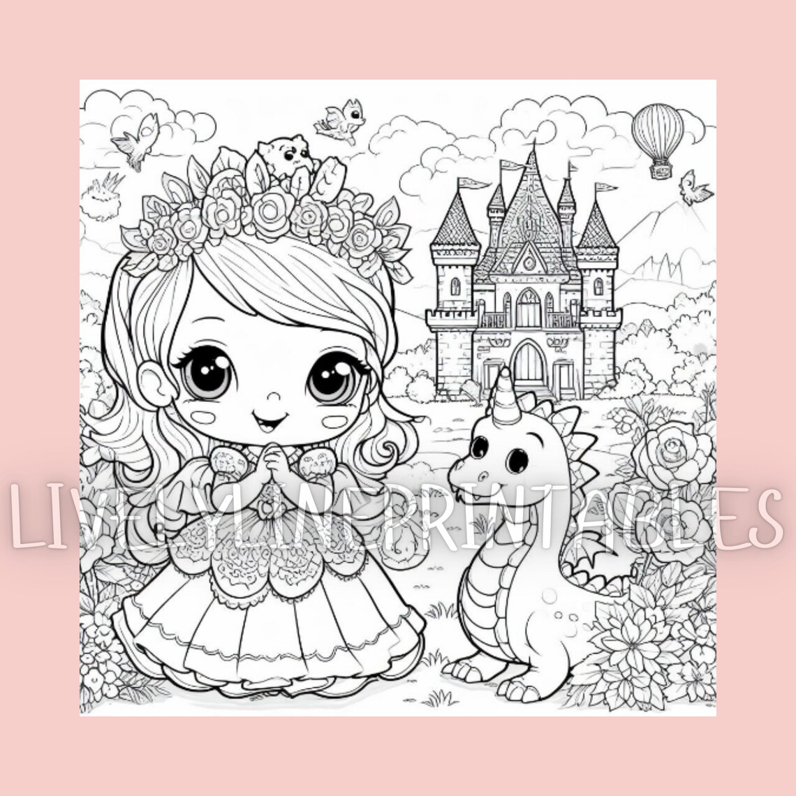 Enchanted Princesses: Printable Kids Coloring Pages Collection 20 ...
