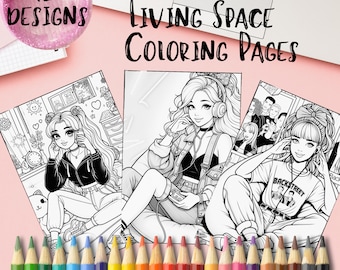 90s Girl Printable Coloring Pages - Collection of 12 Retro-Inspired Instant Dital Download - Nostalgic Creative Activity for Adults