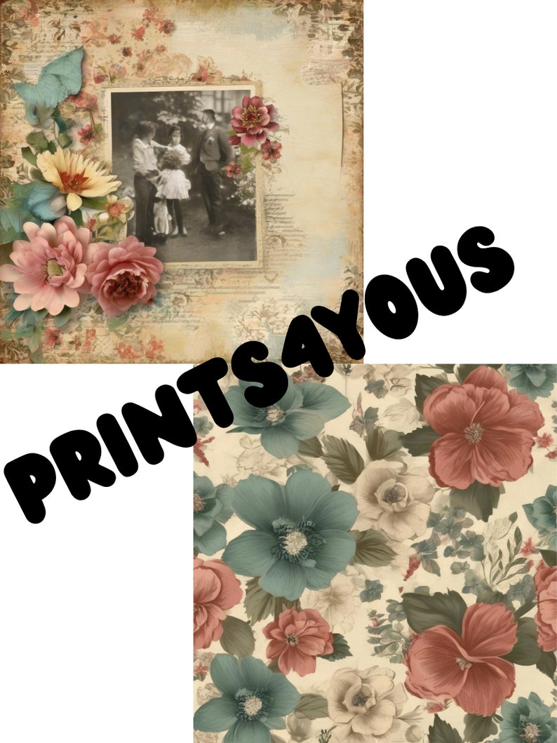 40 Vintage Floral Scrapbook Pages, Digital Download, Floral Scrapbooking, PDF Files Etsy