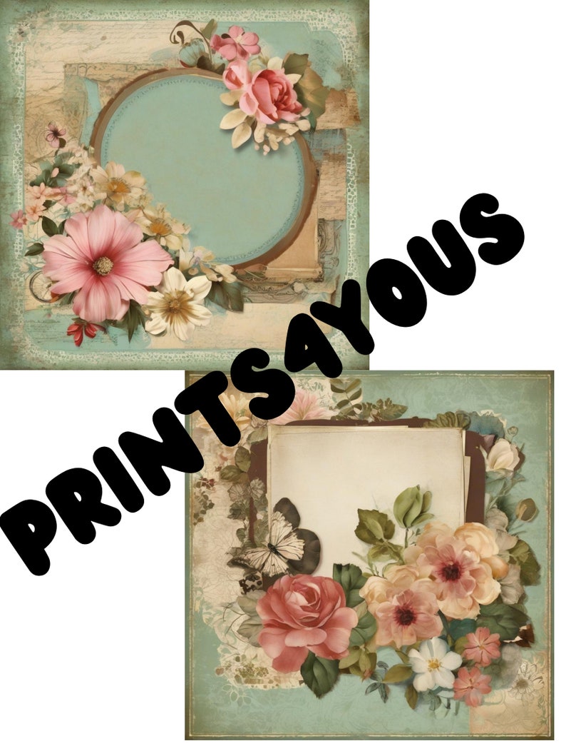 40 Vintage Floral Scrapbook Pages, Digital Download, Floral Scrapbooking, PDF Files Etsy