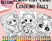 Schoolgirl Chibi Printable Kids Coloring Pages - Collection of 10 Schoolgirls