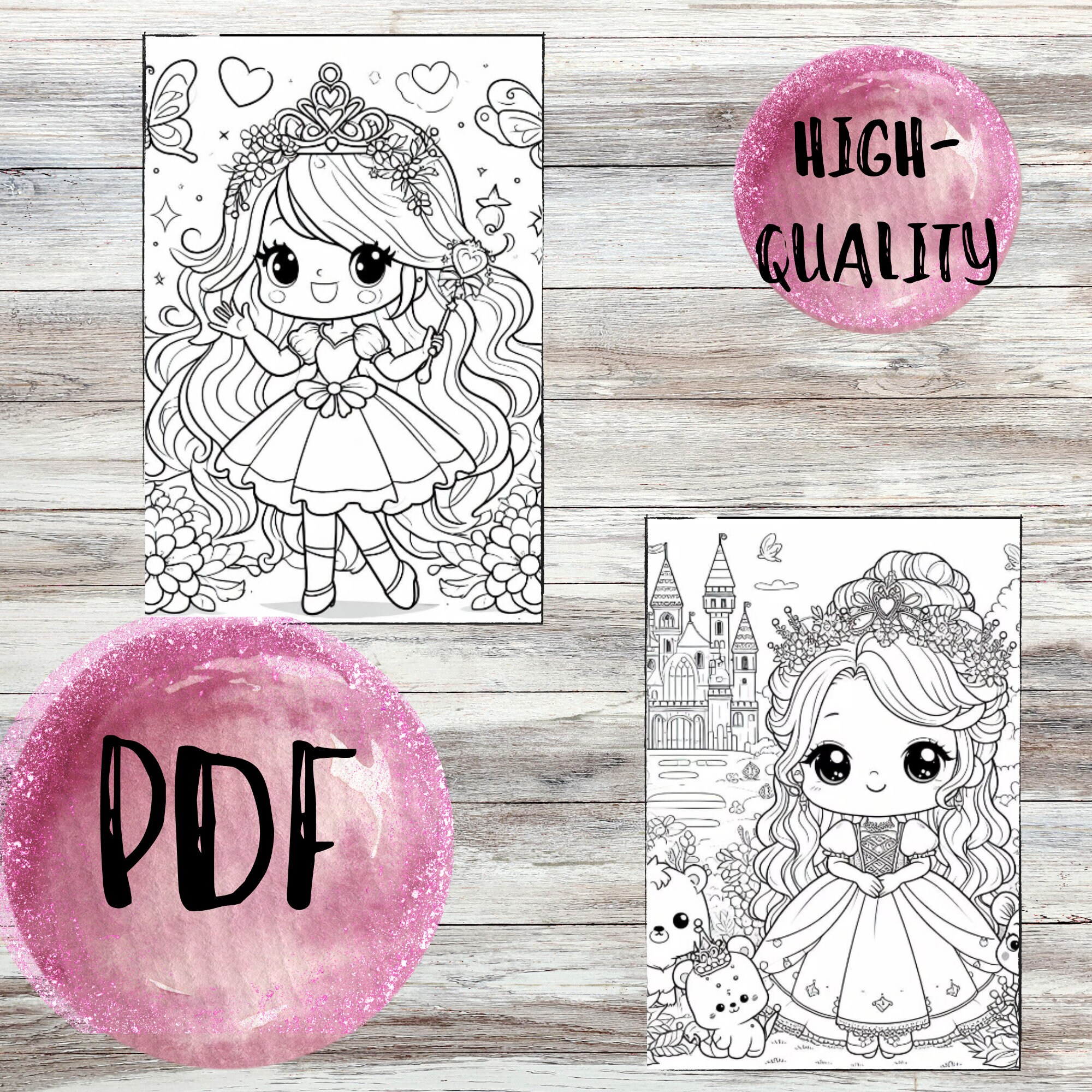 Enchanted Princesses: Printable Kids Coloring Pages Collection (20 ...