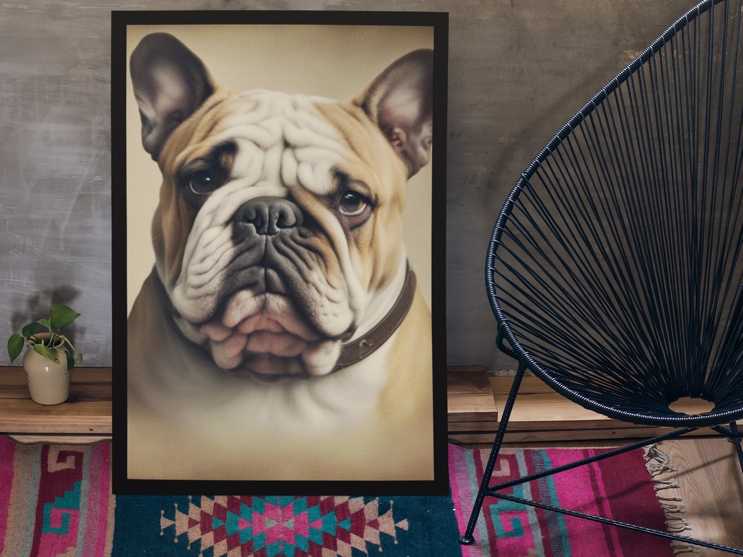 Vintage Wall Art, Bulldog Wall Art, Vintage Home Decor, Personalized